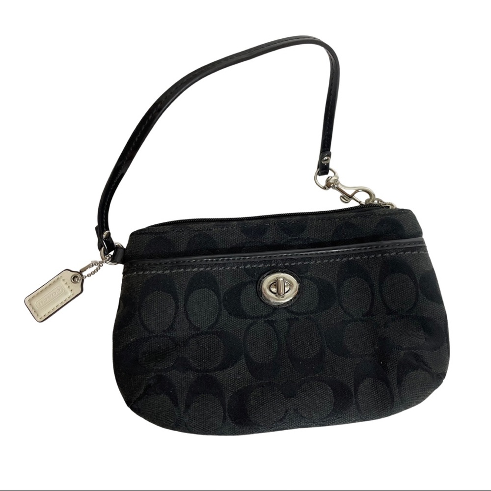 COACH monogrammed black wristlet